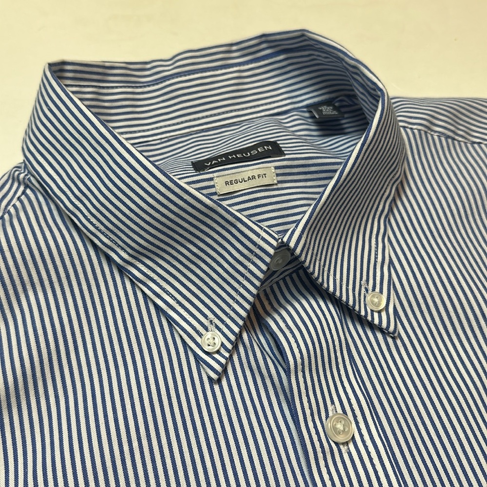 Van Heusen Blue Dress Shirt Classic Collar Long Sleeves XXL - Picture 12 of 14